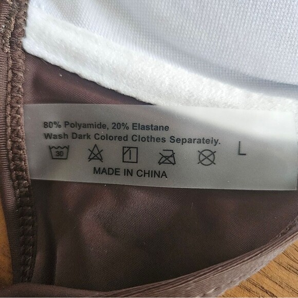 SHEIN Brown Bikini Set Women’s Large | Stylish Swimwear Crop Top & Bottom NEW - Picture 2 of 5